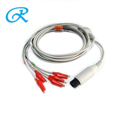 round AAMI 6 Pin 5 Lead ECG Cable TPU Material For Pet Or Animal