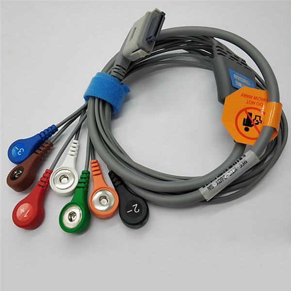 Compatible Biomedical BI9800/BI9000 Holter 7 Leads ECG Cable with Snap/Clip IEC/AHA Type for Patient Monitor